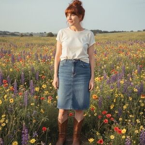 CONTEMPORAINE Par Simons Blue Denim Skirt